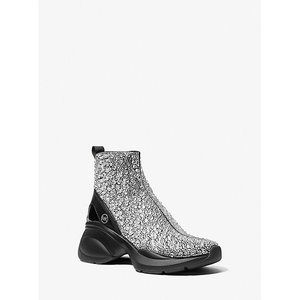 MICHAEL Michael Kors Zuma Embellished Stretch Knit Sock Sneaker 8.5 BLACK NEW